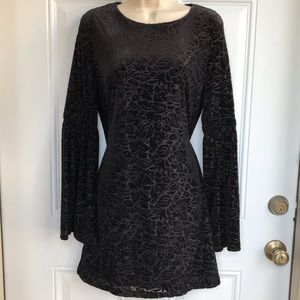 Adrienne Vittadini Black Bell Sleeve Dress NWT